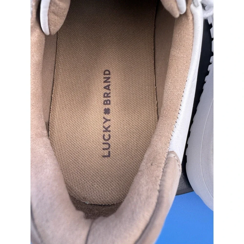 Lucky Brand Deva Womens 9.5M Woven White Silver Leather Sneakers Shoes NEW